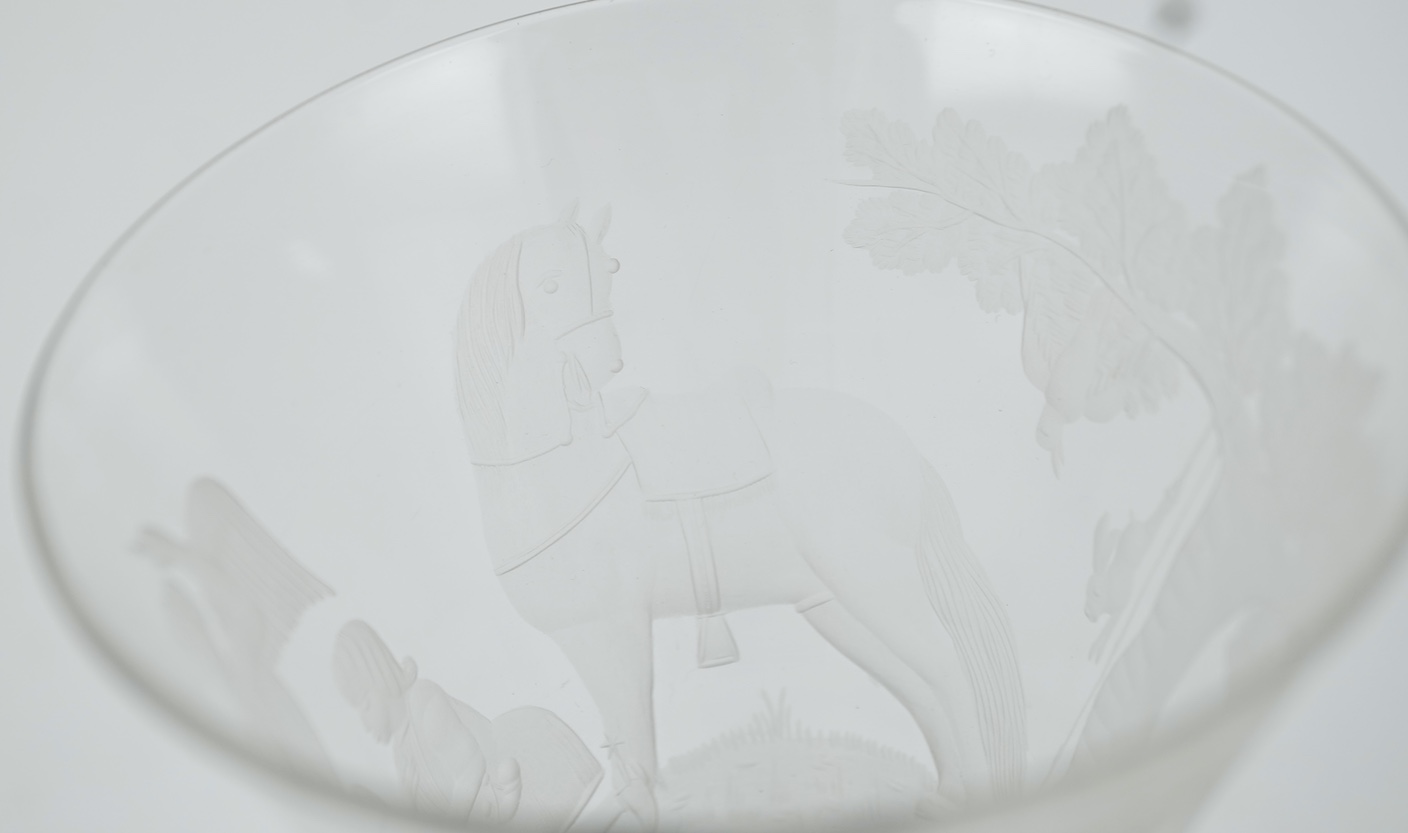 A Dutch engraved goblet in the manner of Christoffel Schroeder, c.1740-60